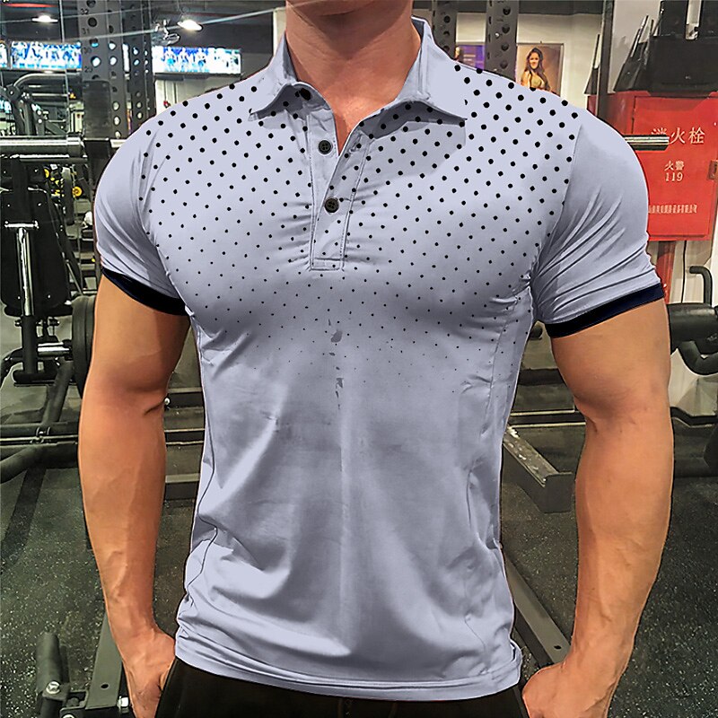 Men's Sport Polo Polo Shirt Casual Holiday Lapel Short Sleeve Fashion Basic Polka Dot Button Summer Regular Fit Polo