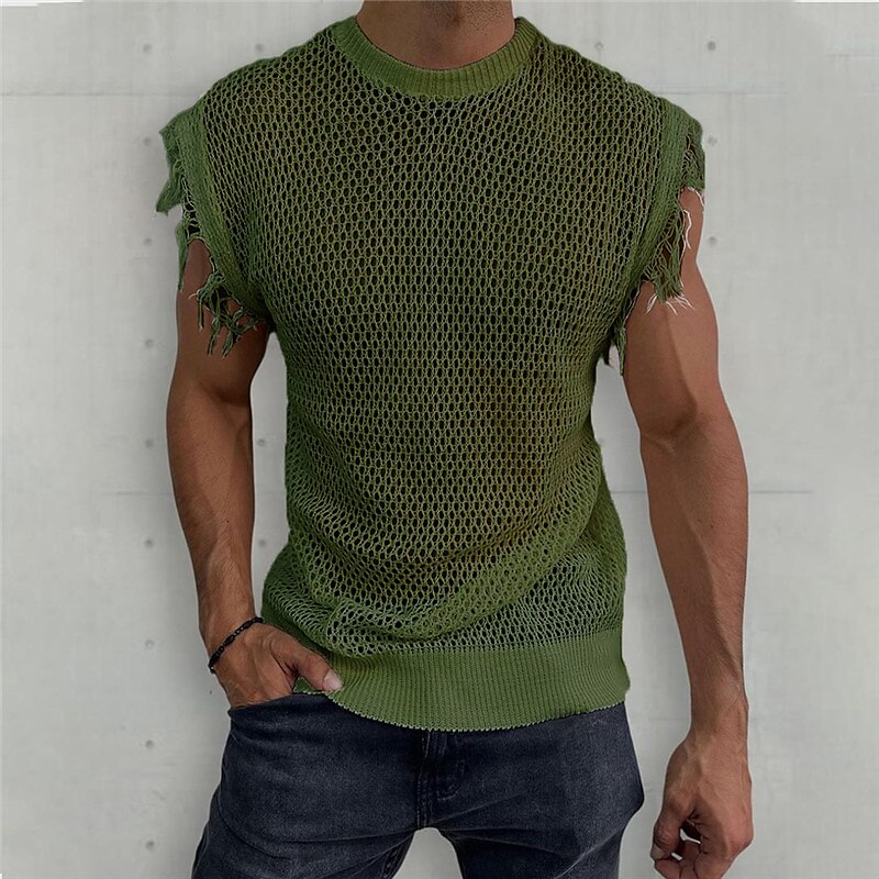 Men's Outdoor Street Fashion Vacation Comfortable Breathable Soft Mesh Sleeveless Vest
