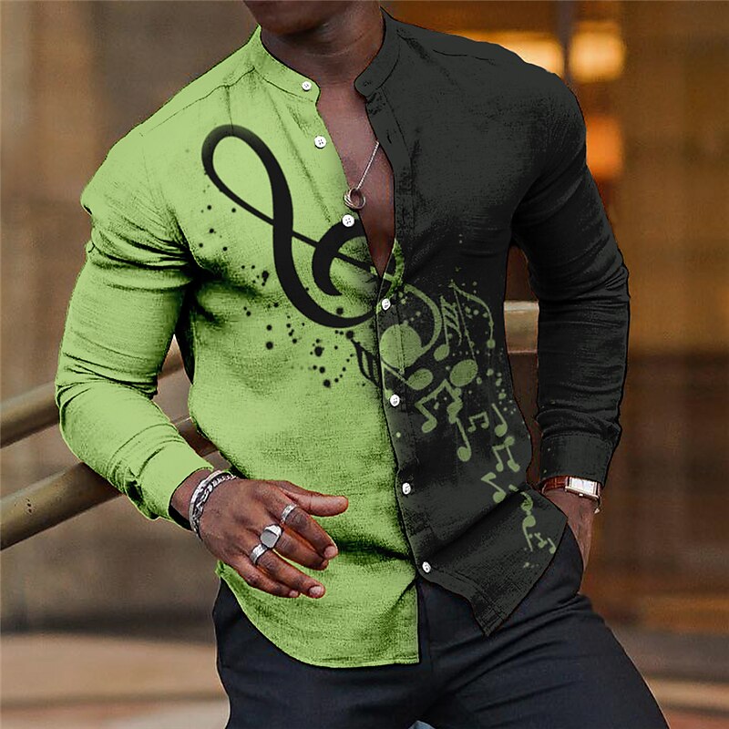 Men's Linen Outdoor Street Fashion Casual Breathable Comfortable Print Long Sleeve Shirt