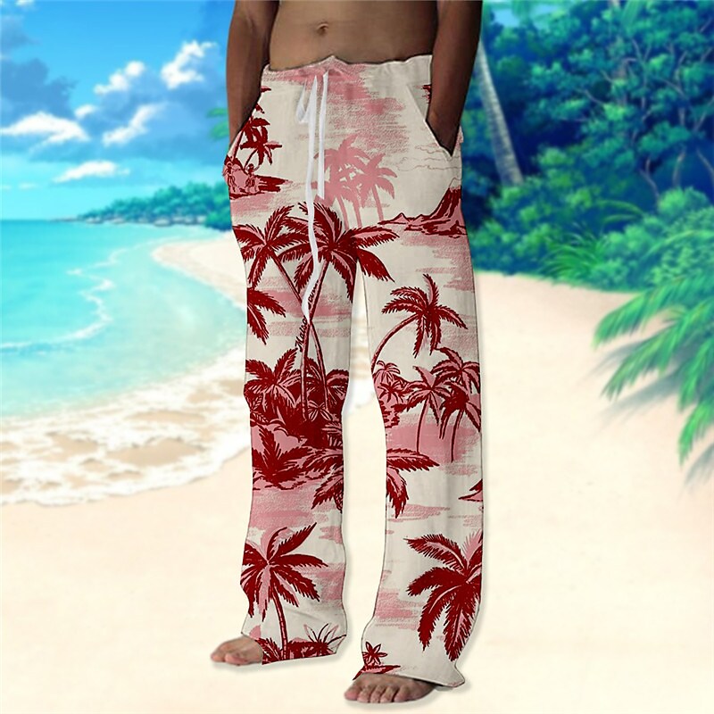 Men's Beach Pants Drawstring Elastic Waist Print Graphic Prints Comfor