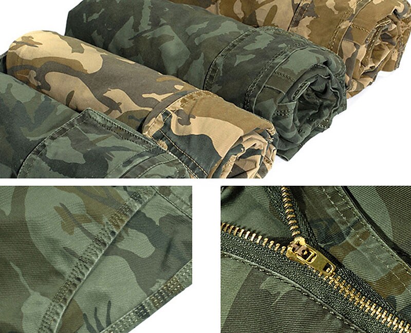 Men's Outdoor Hiking Fishing Trip Camping Breathable Quick drying multi pocket camouflage cargo shorts