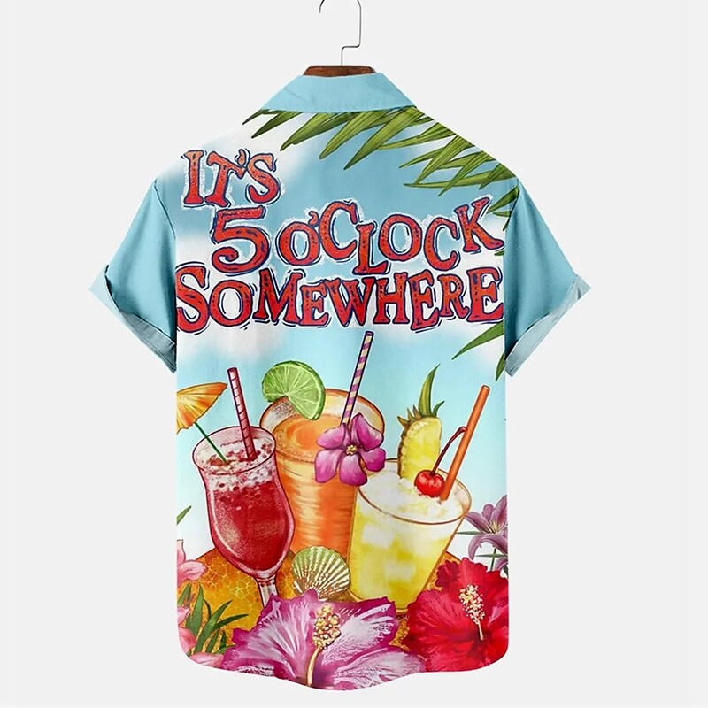 Men's Summer Hawaiian Shirt Graphic Prints Beach Turndown Casual Holid