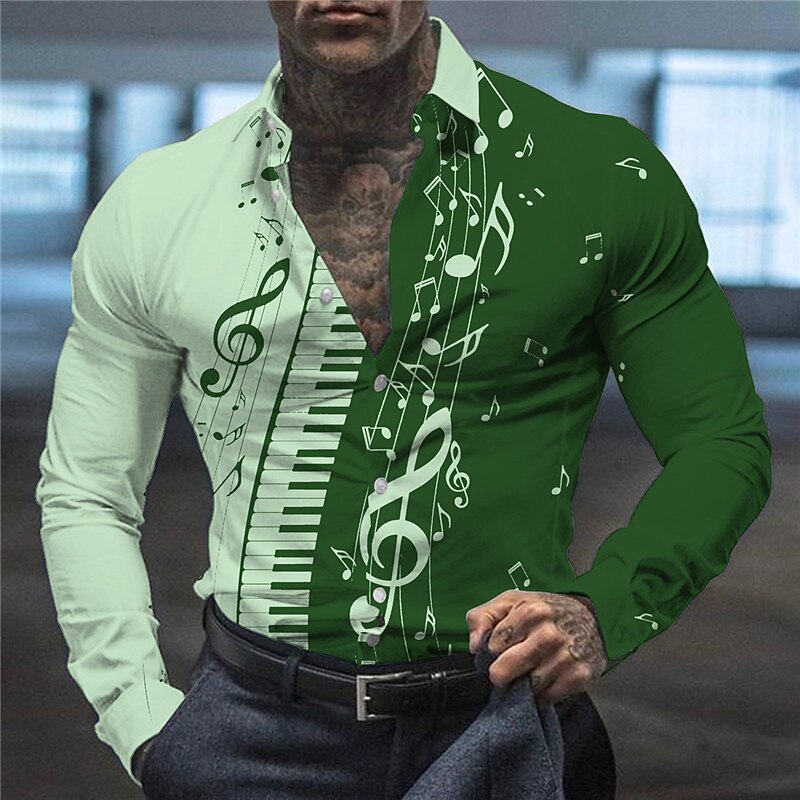 Men's Outdoor Street Vacation Fashion Casual Breathable Light Comfortable Prints Long Sleeve Shirt