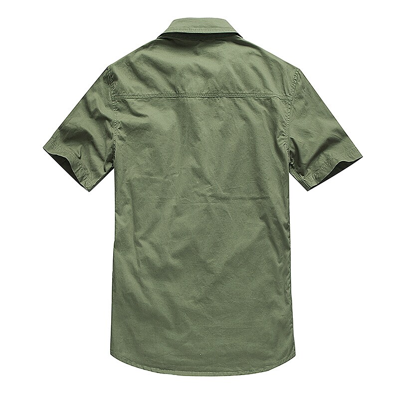 Men's Outdoor Working Casual Comfortable Pockets Lightweight Solid Color Lapel Cargo Shirt