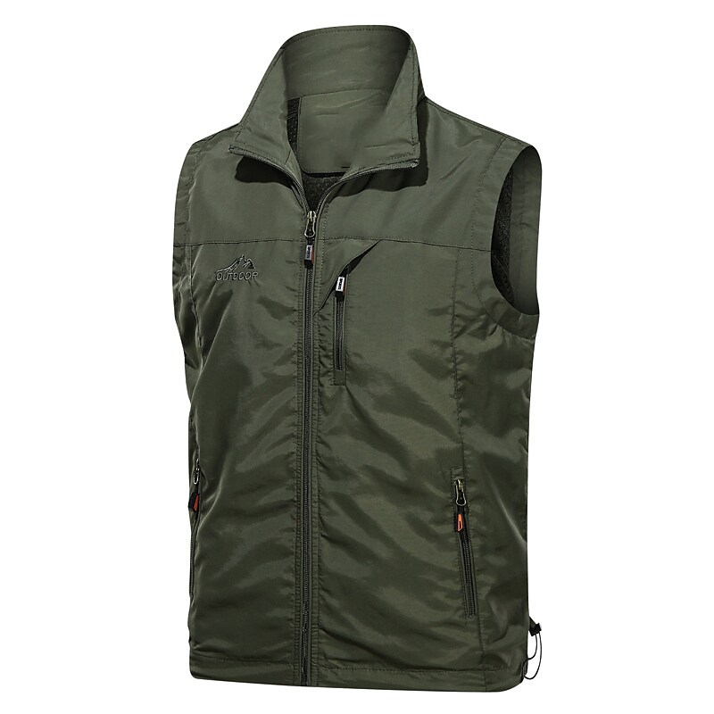 Men's Outdoor Vacation Street Casual Breathable Light Comfortable Pockets Stand Collar Plain Gilet