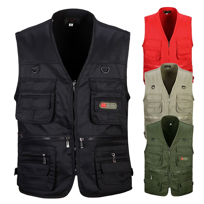Men's Outdoor Fishing Hunting Camping Wear Resistant Comfortable Breathable Muti-pockets Plain Sleeveless Vest