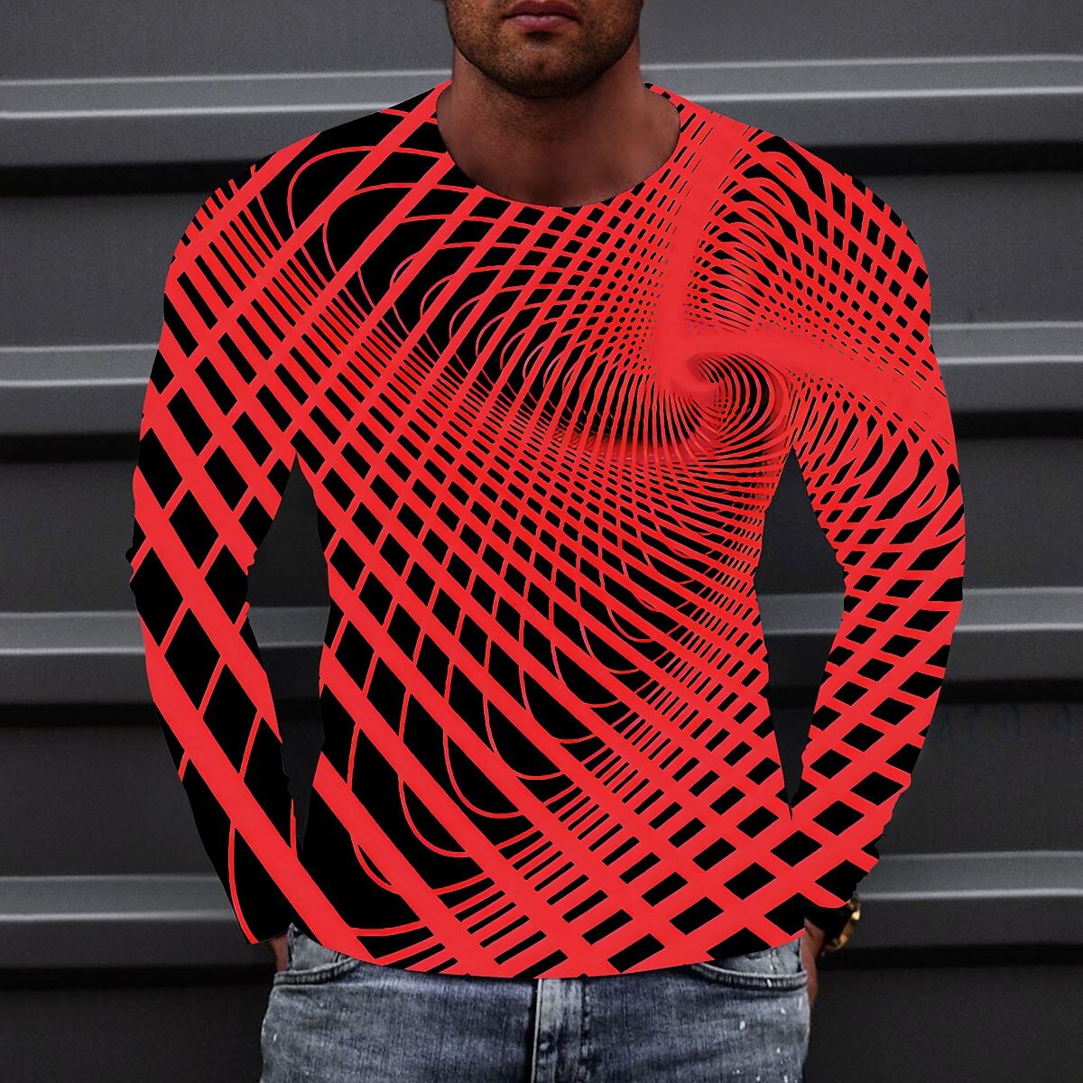 Men's T shirt Graphic Prints Crack Crew Neck 3D Print Holiday Long Sle