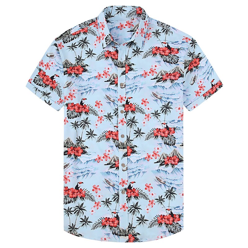 Men's Two Pieces Set Hawaiian Shirt Aloha Shirt Floral Turndown 3D Pri