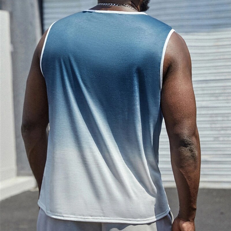 Men's T shirt Graphic Gradient Coconut Tree Crew Neck 3D Print Casual Daily Sleeveless Lightweight Top