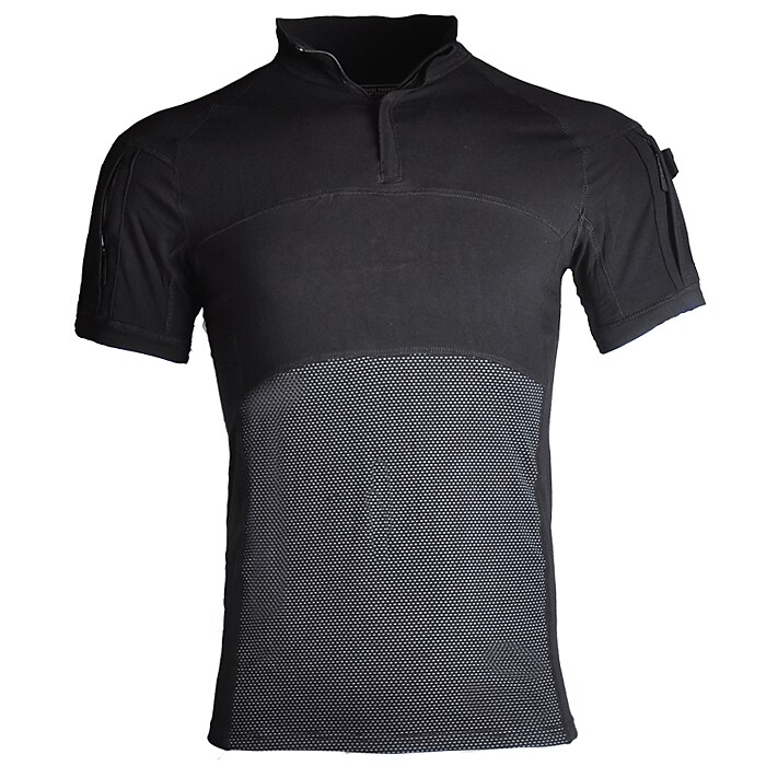 Men's Outdoor Military Fishing Climbing Wear Resistant Quick Dry Breathable Comfortable Camo Stand Collar Short Sleeve