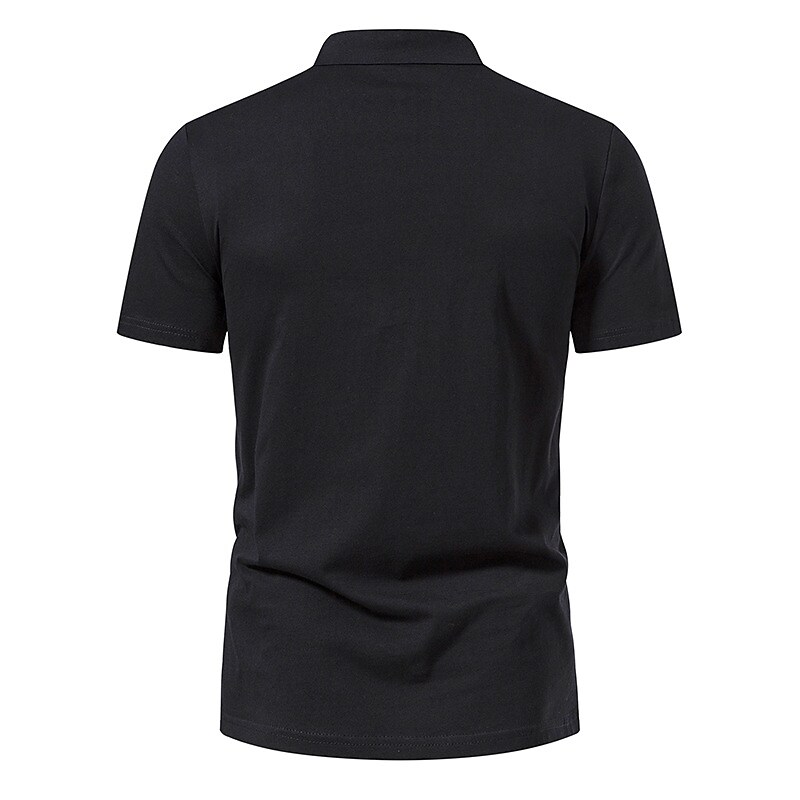Men's Outdoor Business Casual Comfortable Solid Color Lapel Short Sleeve Henley Shirt