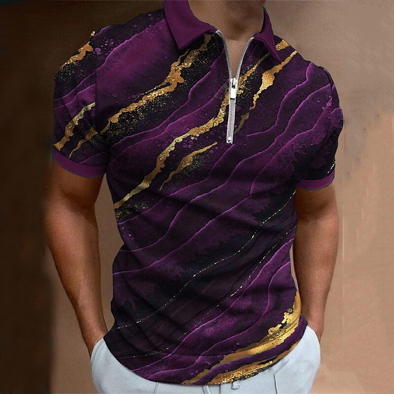 Men's Collar Polo Shirt Golf Shirt Turndown 3D Print Casual Short Slee