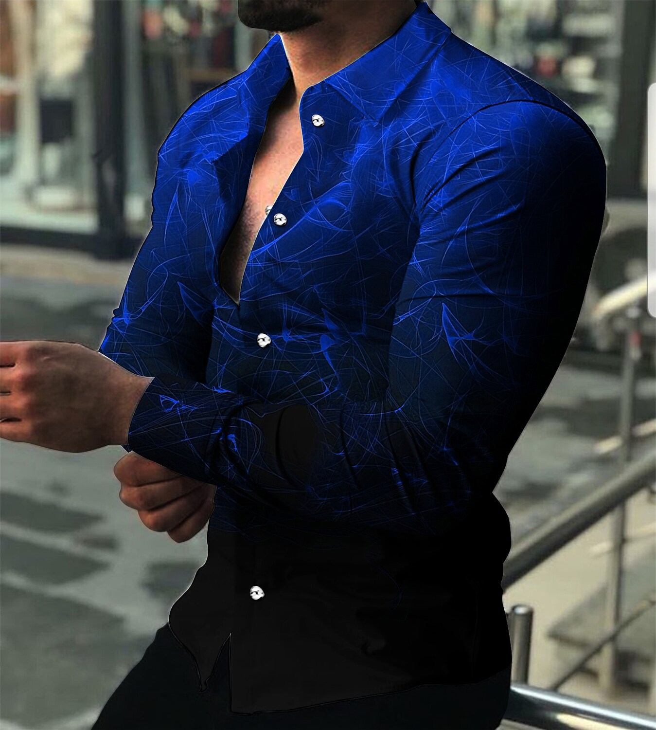 Men's Shirt 3D Print Outdoor Vacation Casual Long Sleeve Button-Down B