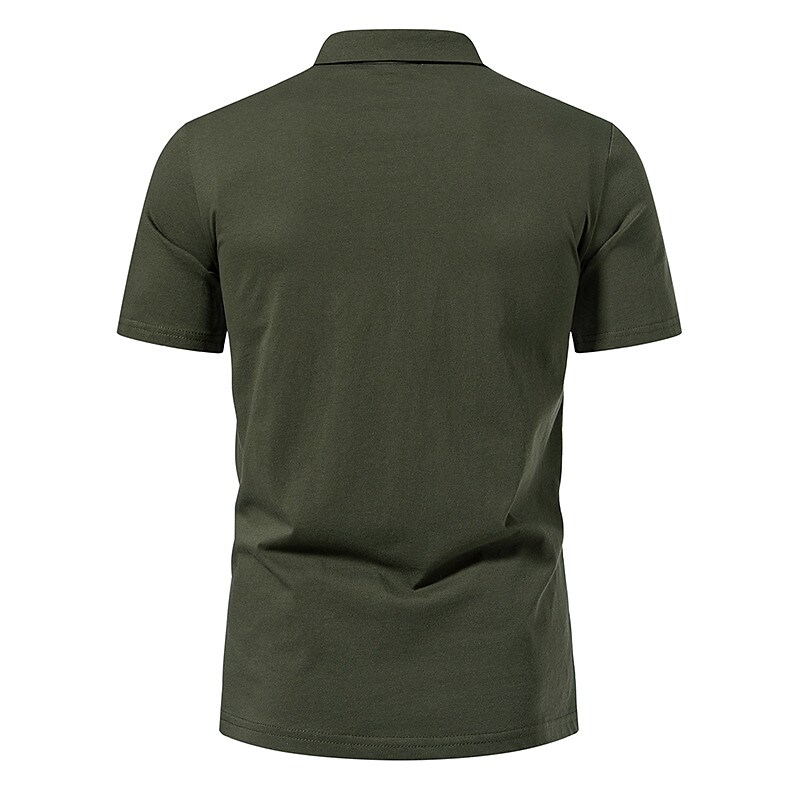 Men's Outdoor Business Casual Comfortable Solid Color Lapel Short Sleeve Henley Shirt