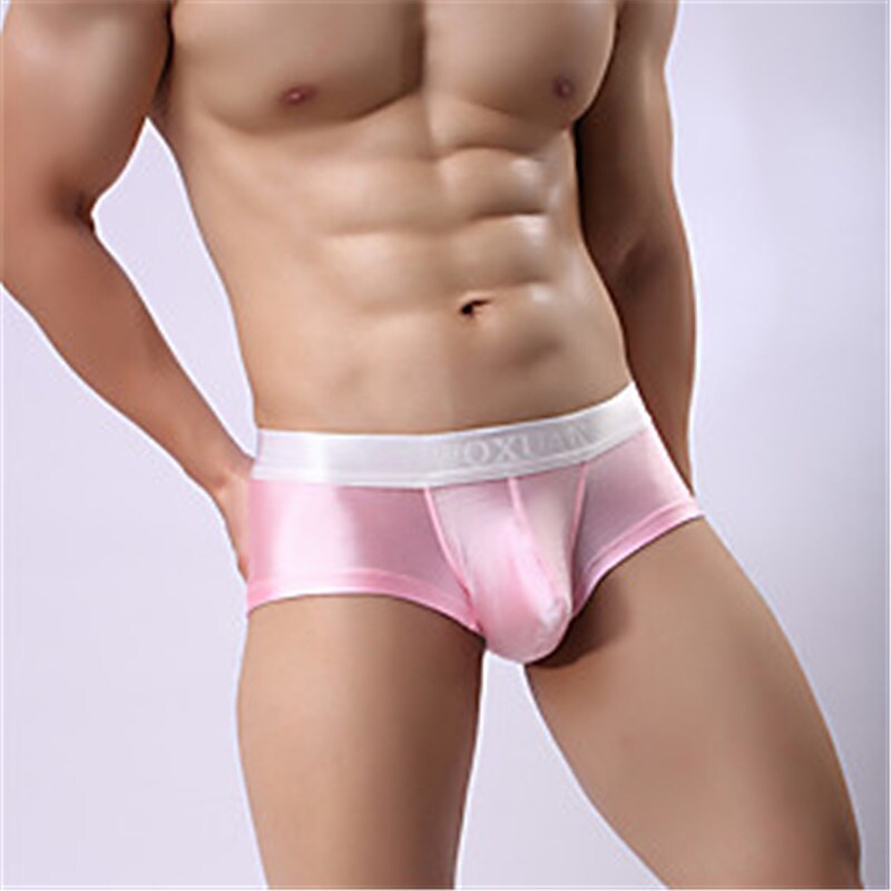Men's home casual solid color soft elastic comfortable smooth cool breathable boxer briefs