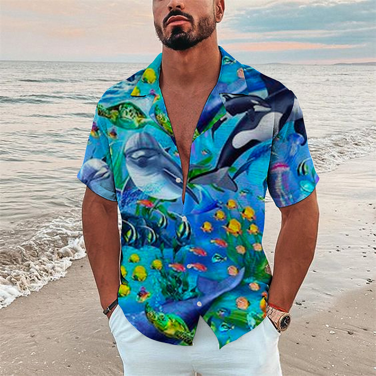 Men's Shirt Camp Collar Shirt Graphic Shirt Scenery Turndown Hawaiian