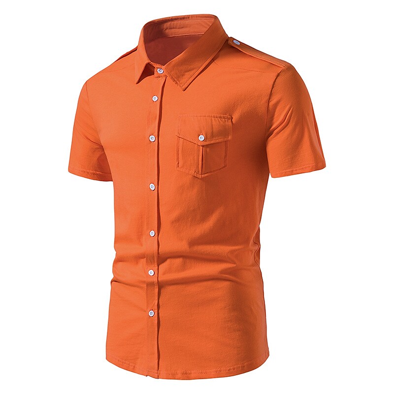 Men's Vacation Outdoor Daily Fashion Casual Comfortable Solid Color Lapel Button Short Sleeve Shirt