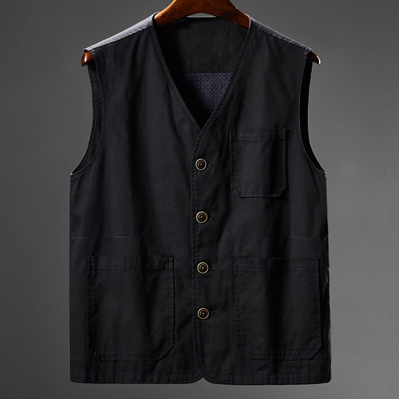 Men's Outdoor Vacation Fishing Camping Breathable Lightweight Comfortable Pockets Plain Sleeveless Gilet