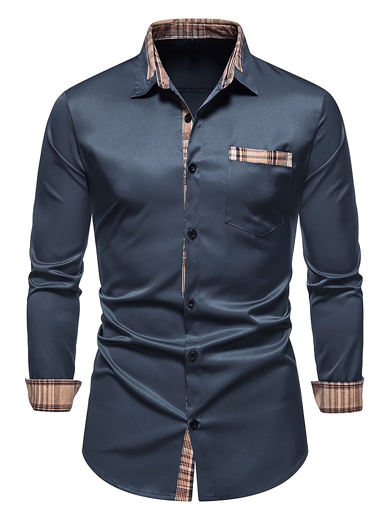 Men's Outdoor Fashion Vacation Casual Breathable Comfortable Front Pocket Plain Long Sleeves Shirt