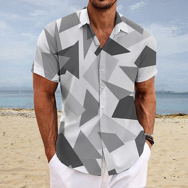 Men's Summer Hawaiian Shirt Gradient Graphic Prints Turndown Outdoor Street Short Sleeves Print Soft Shirt 