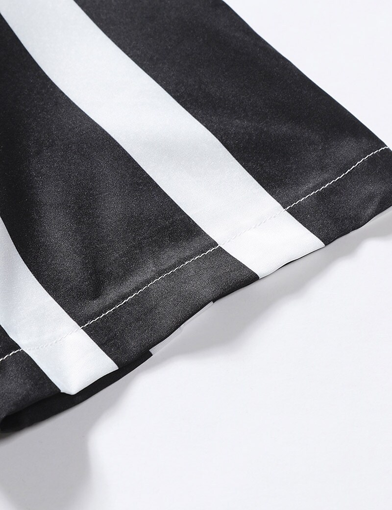 Men's Outdoor Street Casual Vacation Comfortable Breathable Lightweight Stripe Print Lapel Short Sleeve Shirt