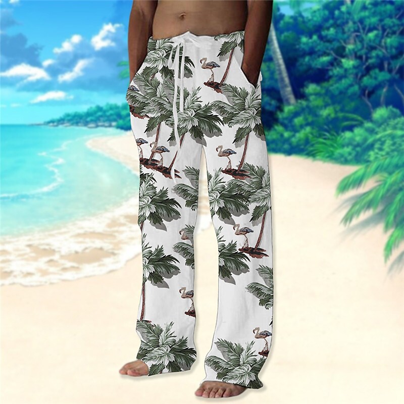 Men's Beach Pants Drawstring Elastic Waist Print Graphic Prints Comfor