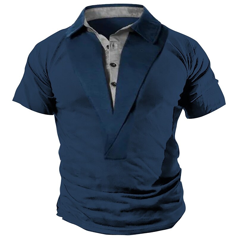 Men's Henley Shirt Graphic Tee Cool Shirt Plain Henley Street Vacation Short Sleeve Fashion Designer Basic Top