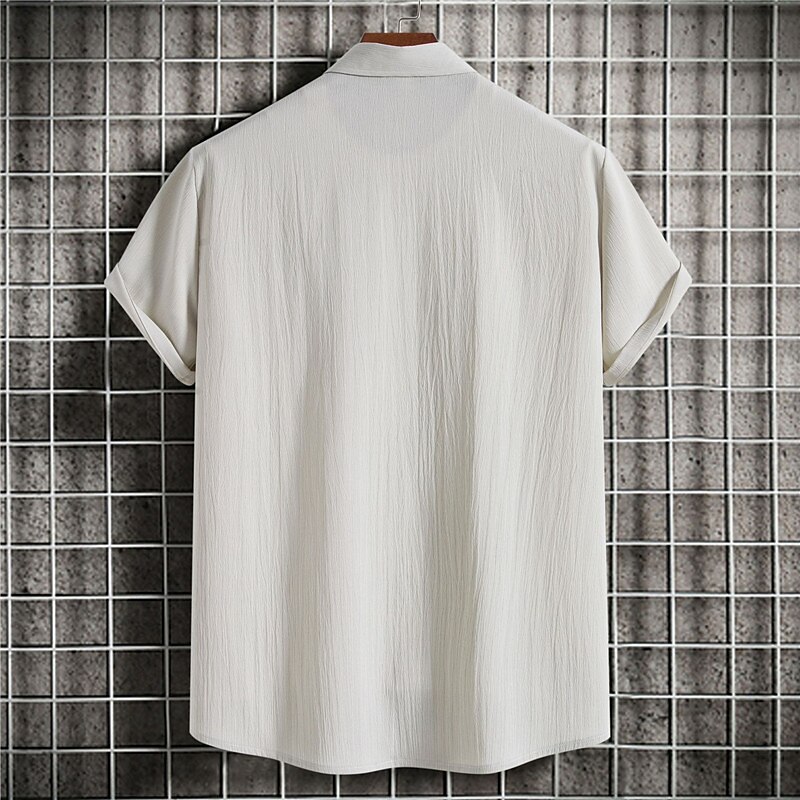 Men's Linen Outdoor Beach Vacation Fashion Casual Breathable Light Comfortable Plain Short Sleeve Shirt
