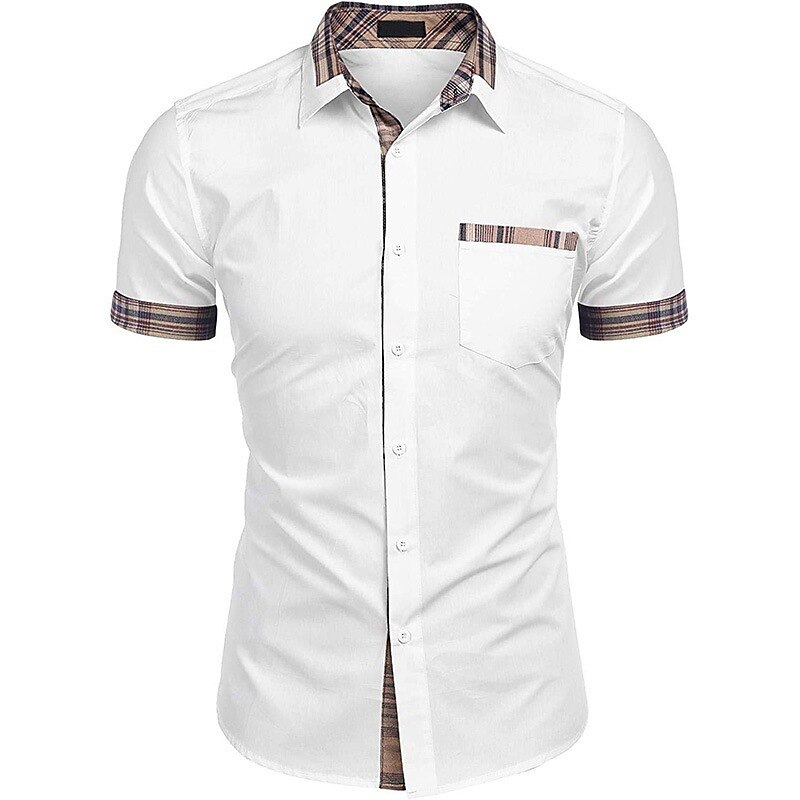 Men's Outdoor Street Casual Fashion Comfortable Breathable Plain Pocket Short Sleeves Shirt