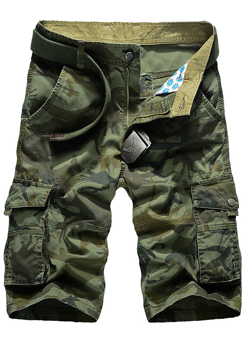 Men's Outdoor Hiking Fishing Trip Camping Breathable Quick drying multi pocket camouflage cargo shorts