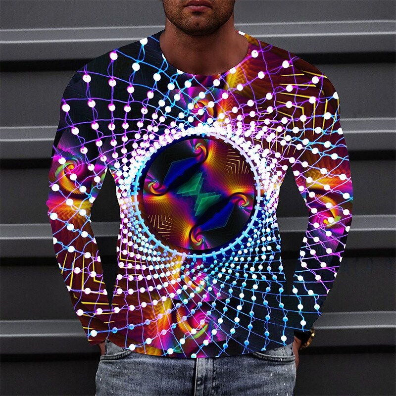 Men's T shirt Graphic Prints Crack Crew Neck 3D Print Holiday Long Sle