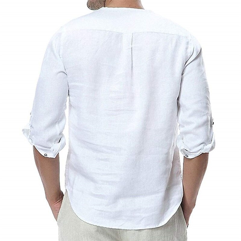 Men's Outdoor Street Fashion Vacation Comfortable Breathable Soft Plain Long Sleeve Shirt