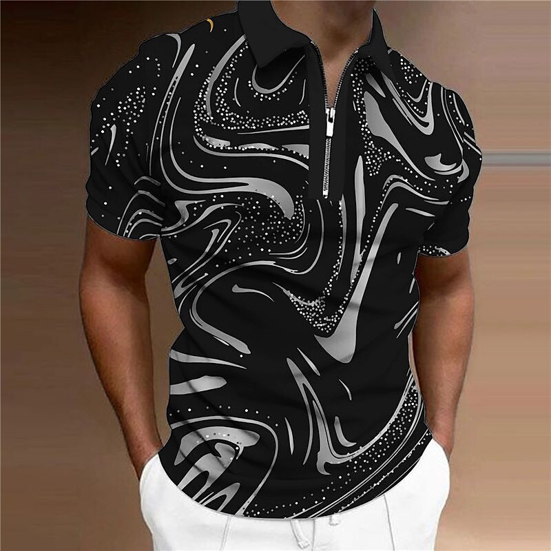 Men's Collar Polo Shirt Golf Shirt Turndown 3D Print Casual Short Slee