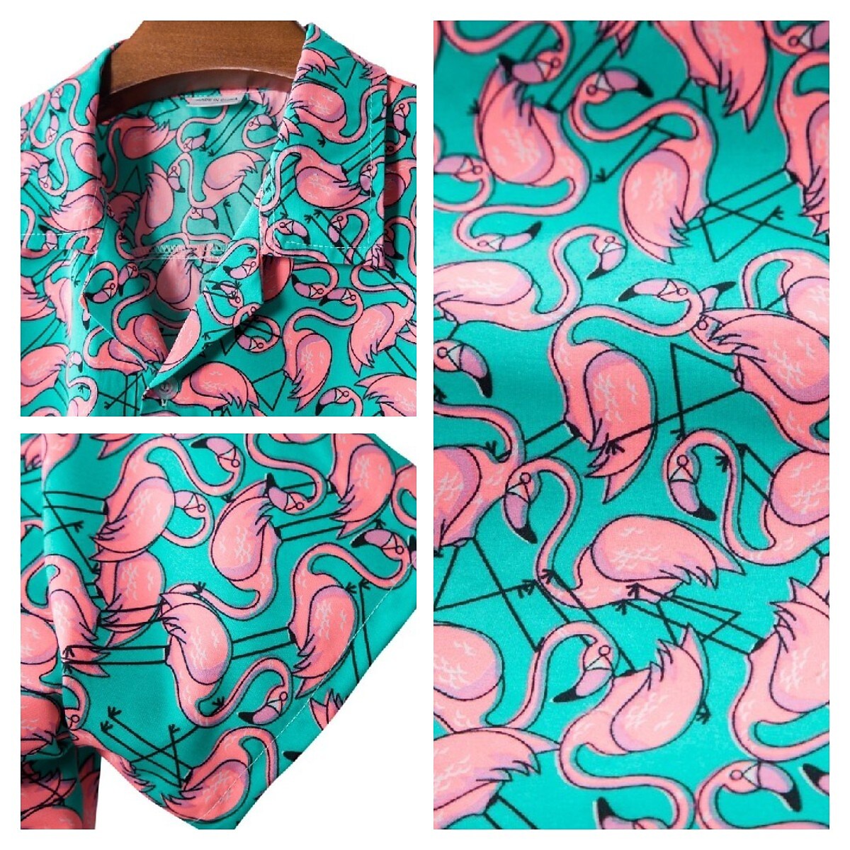 Men's Graphic Shirt Flamingo Classic Collar Other Prints Casual Holida