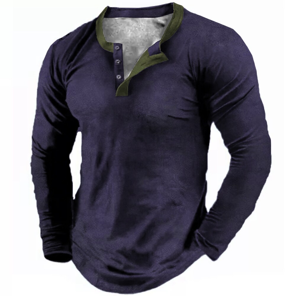 Men's Henley Shirt Graphic Henley Long Sleeve  Streetwear Comfortable Casual Sports Tops