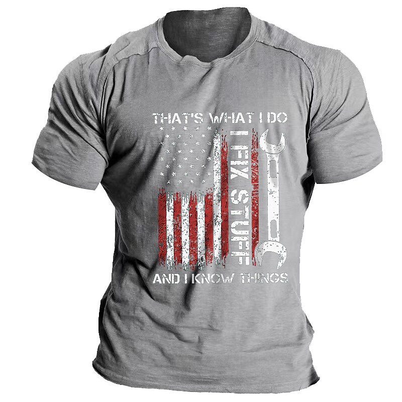 Men's T shirt Tee Quotes & Sayings American Flag Graphic Tee Letter Print Crewneck Hot Stamping Top