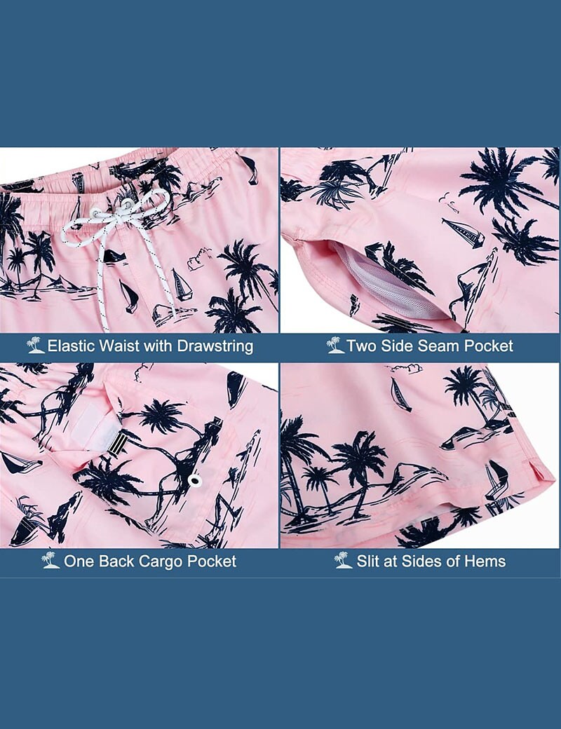 Men's swimming beach quick drying drawstring breathable printed pattern casual sports shorts