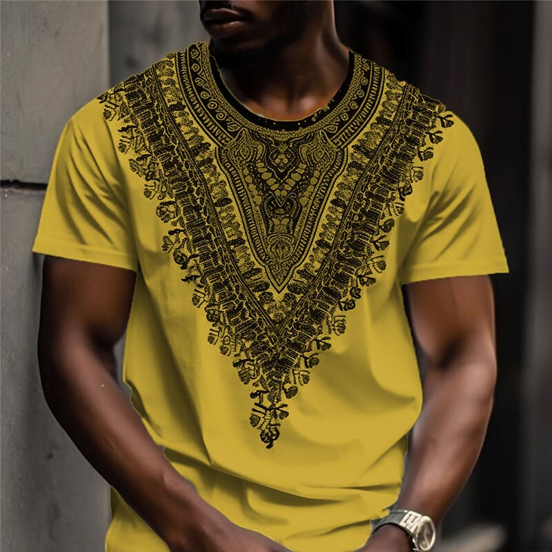 Men's T shirt Graphic Bohemian Crew Neck Print Outdoor Short Sleeve Print Designer Vintage Ethnic Top