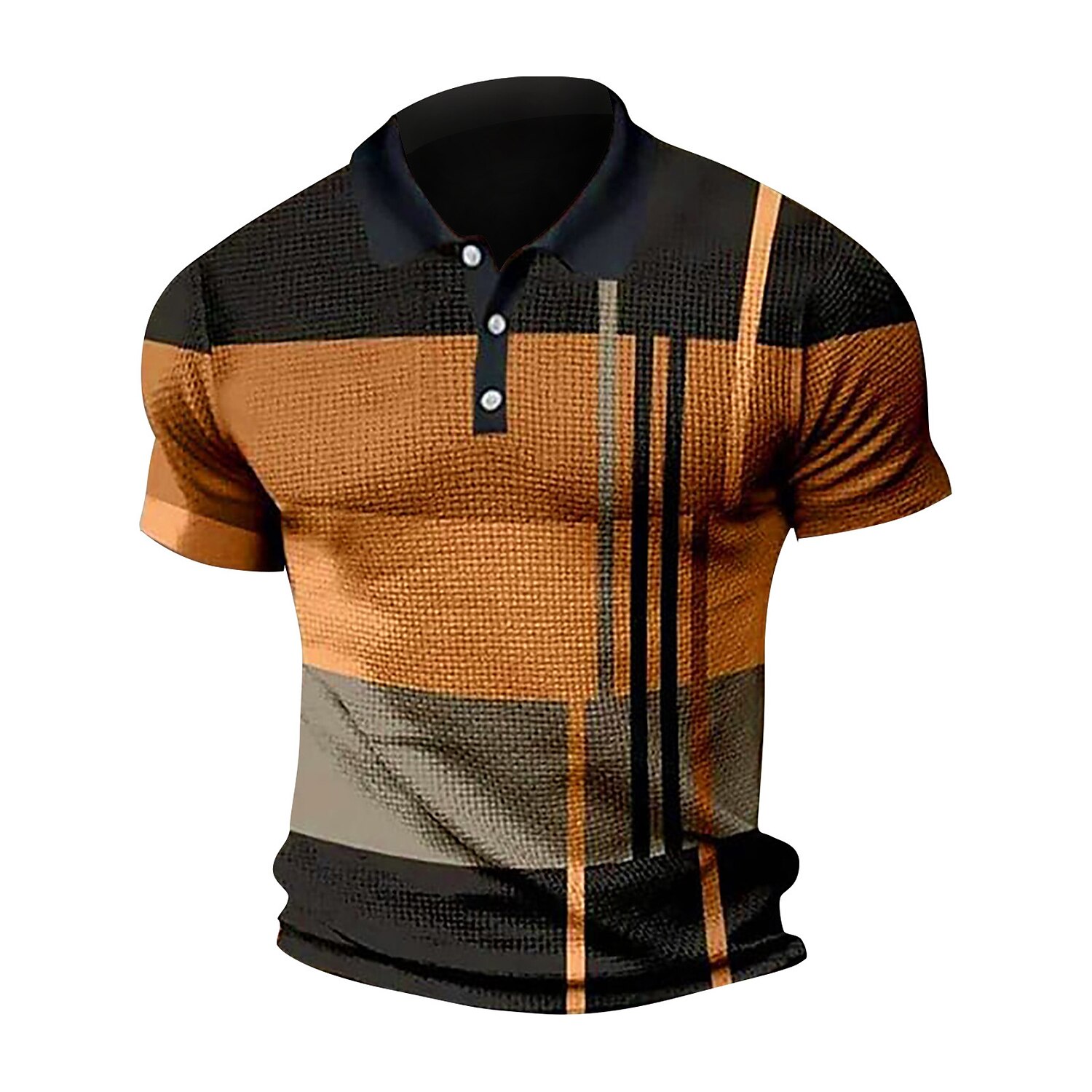 Men's Waffle Golf Casual Vacation Fashion Comfortable Breathable Soft Print Short Sleeve Polo Shirt
