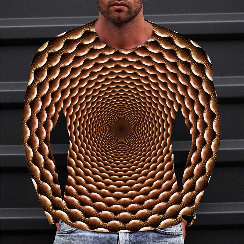 Men's T shirt Graphic Prints Crack Crew Neck 3D Print Holiday Long Sle