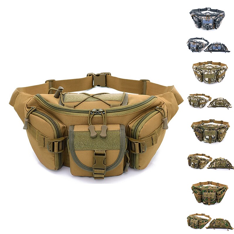 Waist Pack Outdoor Hiking Hunting Fishing Climbing Tactic Muti-pockets Wear Resistant Camo Breathable Multifunctional Fanny Pack