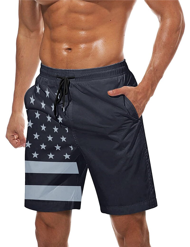 Men's Board Swim Shorts Swim Trunks Drawstring with Mesh lining Elastic Waist Graphic Prints National Flag Quick Dry Short 