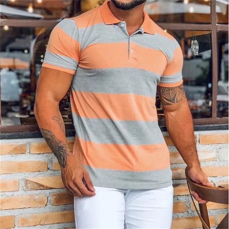 Men's Outdoor Holiday Sport Fashion Casual Breathable Light Comfortable Print Short Sleeve Polo Shirt