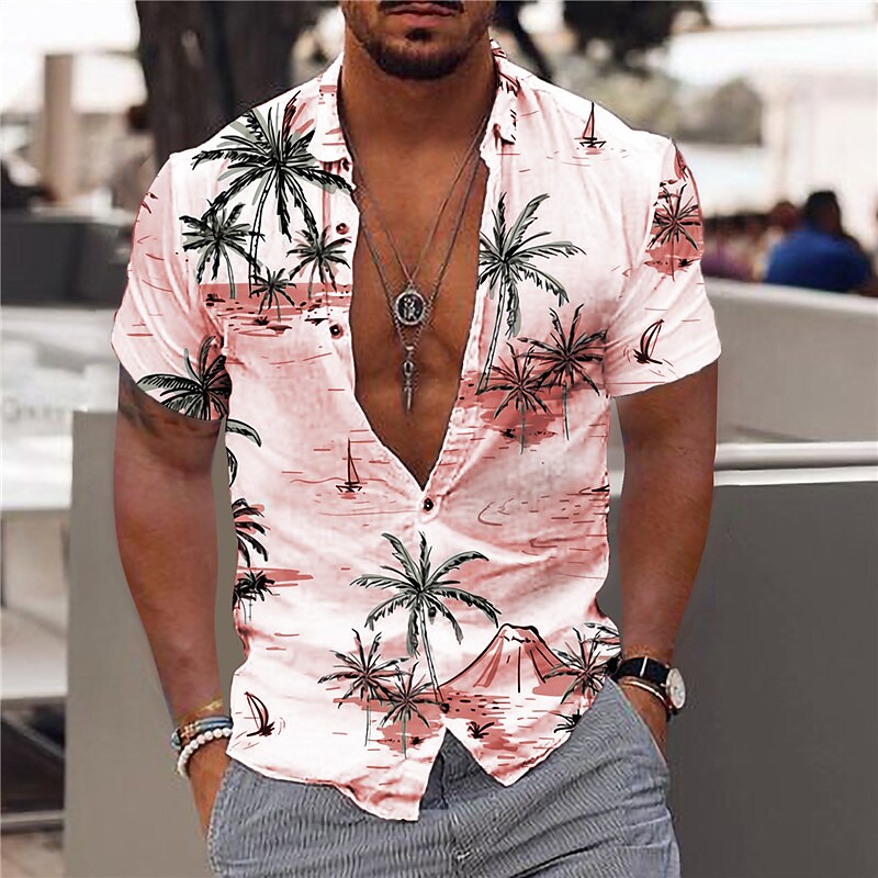 Men's Hawaiian Graphic Shirt Aloha Shirt Coconut Tree Aloha Turndown P