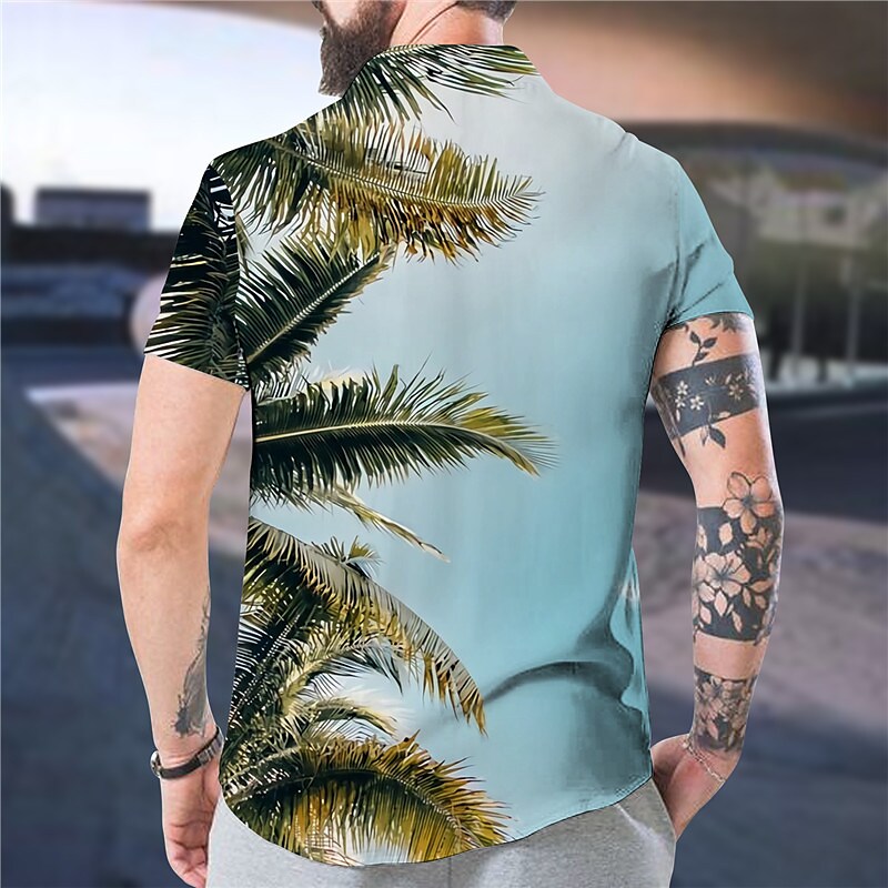 Men's Summer Hawaiian Graphic Shirt Coconut Tree Turndown Print Outdoo