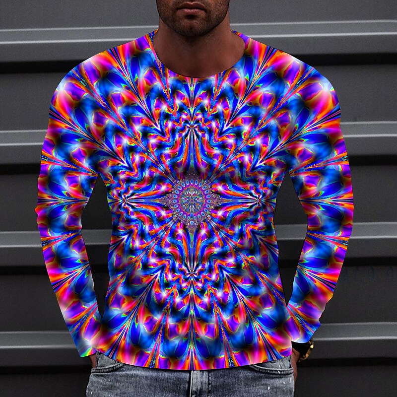 Men's T shirt Graphic Prints Crack Crew Neck 3D Print Holiday Long Sle