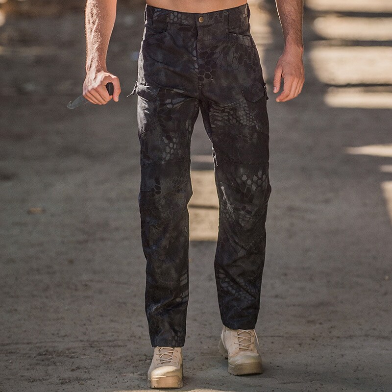 Men's outdoor hiking camping fishing tactics wear resistant breathable multi-pocket camouflage  cargo pants
