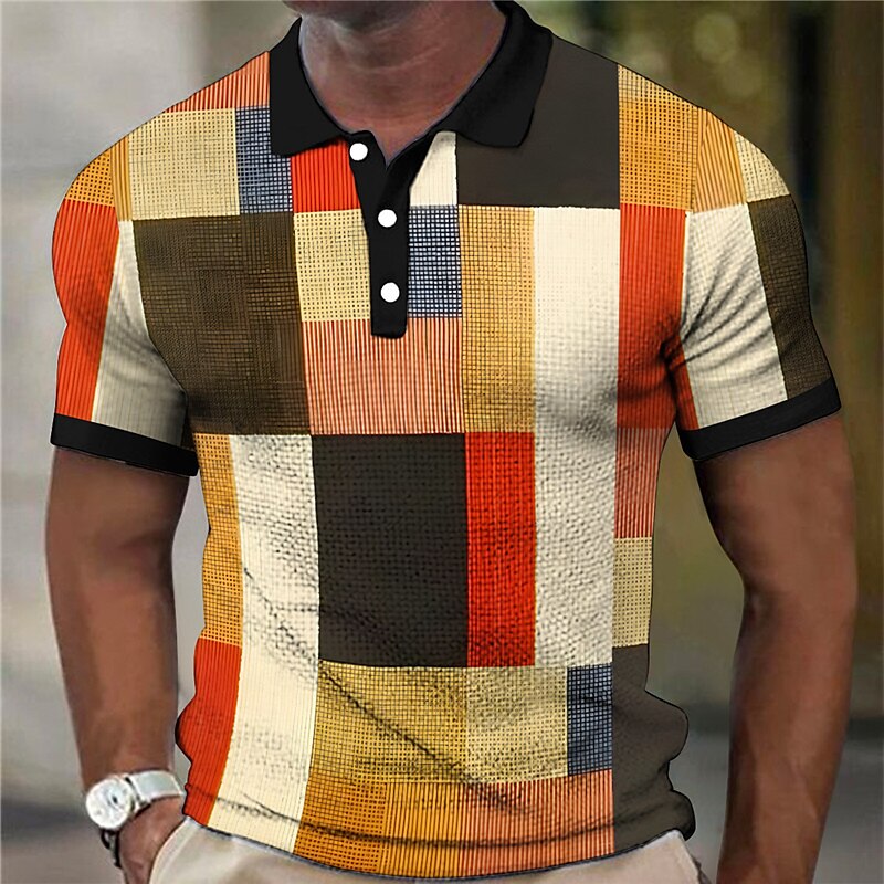 Men's Waffle Golf Outdoor Fashion Street Comfortable Soft Prints Short Sleeves Polo Shirt