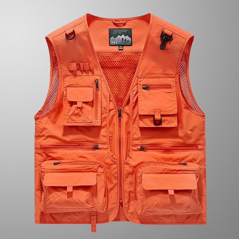 Men's Fishing Hiking Outdoor Camping Hunting Multi-pocket Anti-wind Lightweight Solid Color Sleeveless Vest