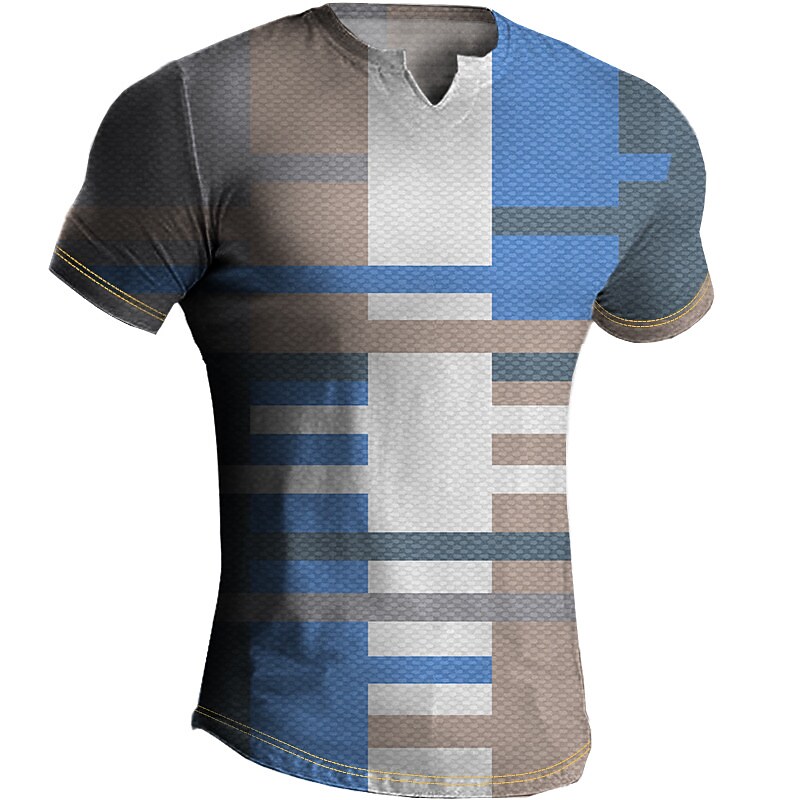 Men's T Shirt Color Block Graphic Prints V Neck Outdoor Daily Short Sleeve Print Fashion Designer Casual Top